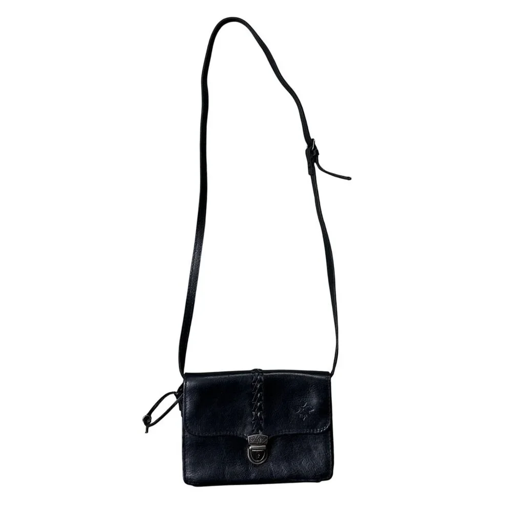Patricia Nash Black Leather Crossbody Shoulder Bag Purse Removable Strap Clutch - Picture 2 of 14
